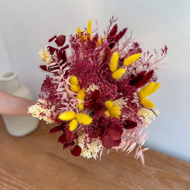 Flowrette Blaise bouquet fleurs séchées magenta bordeaux