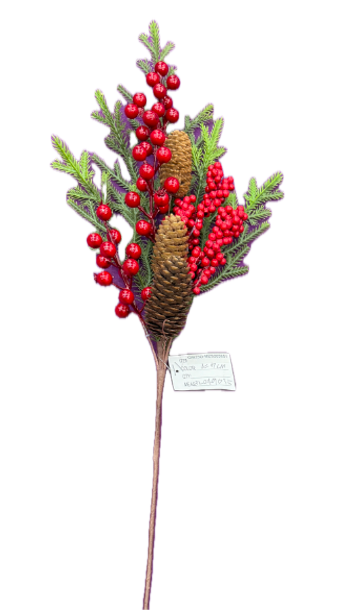 Feuillazur Rungis Produits de saison branche baies pin fleur 67 cm rouge