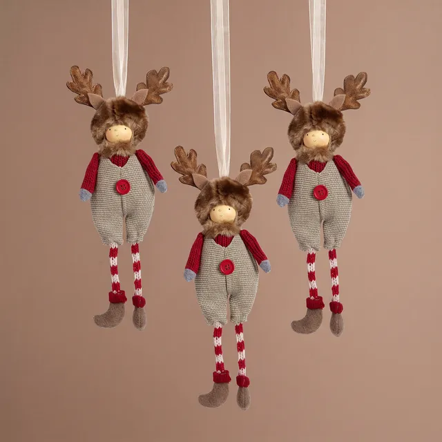 Sia Home Rudy Garçon figurine Noël rouge beige 33 cm