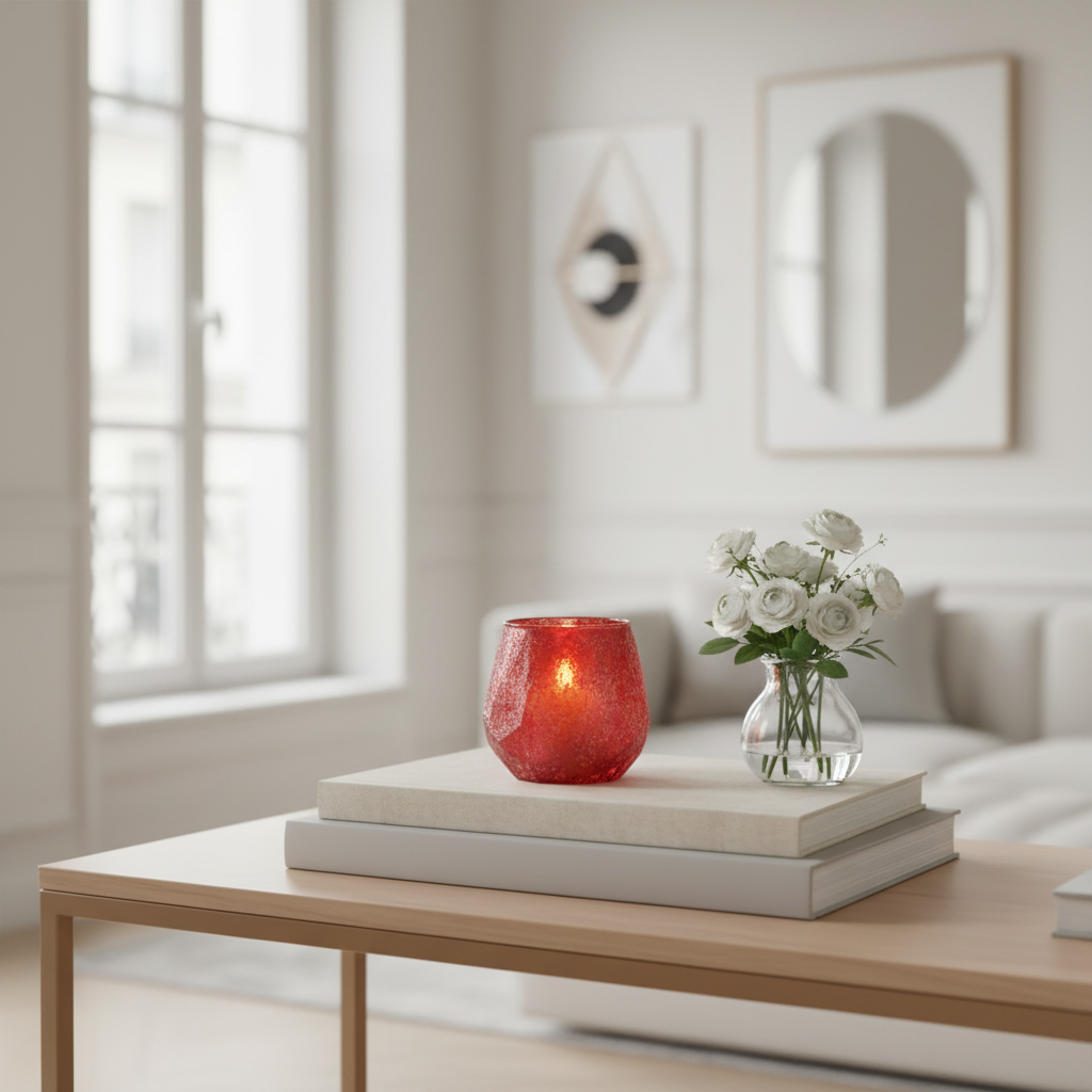 Sia Home Snowy photophore verre rouge 10,5 cm
