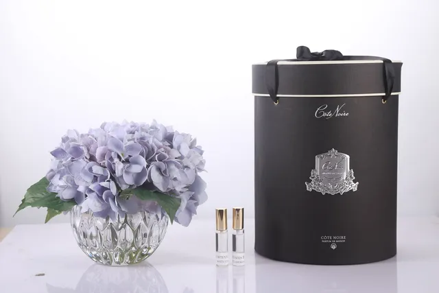 Côte Noire Luxury LHY05 bouquet hortensia bleu vase cristal