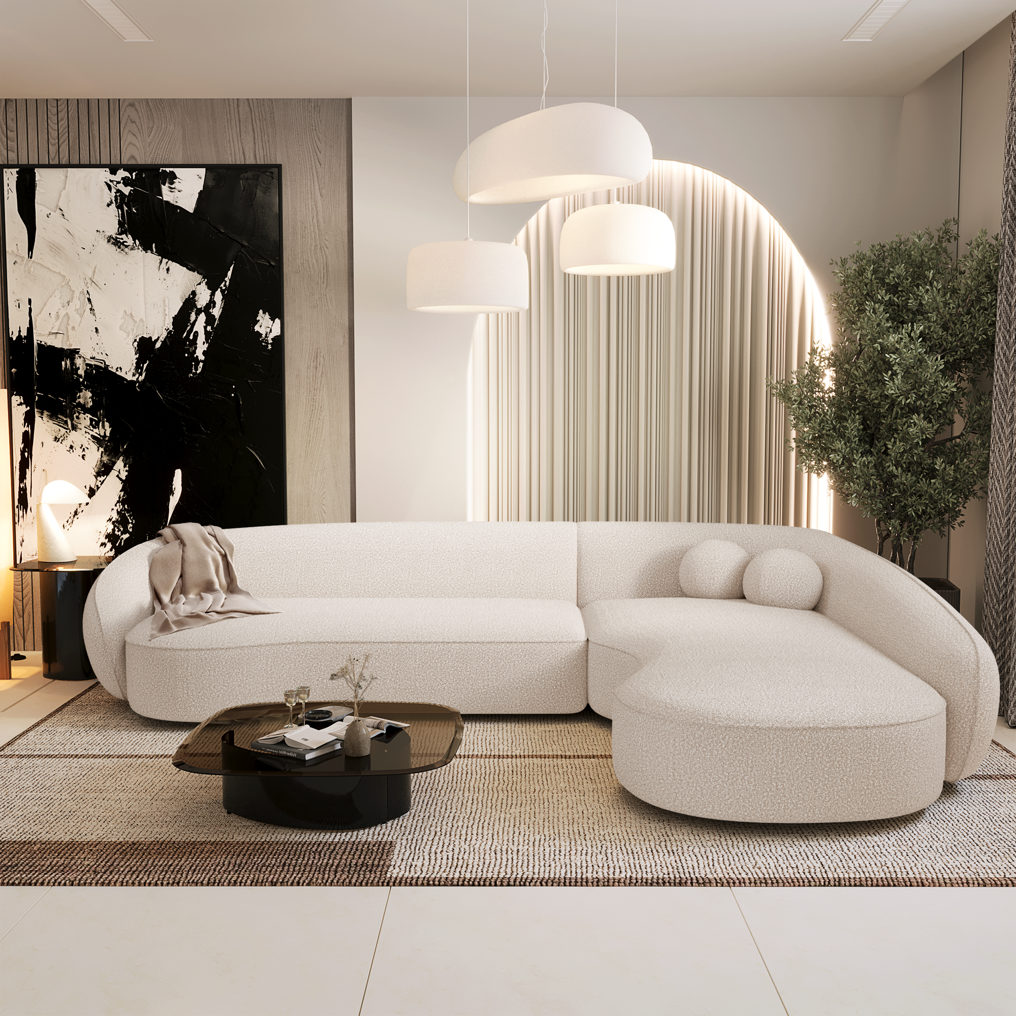 Sia Home Canapés Cooper angle droit canapé blanc cassé