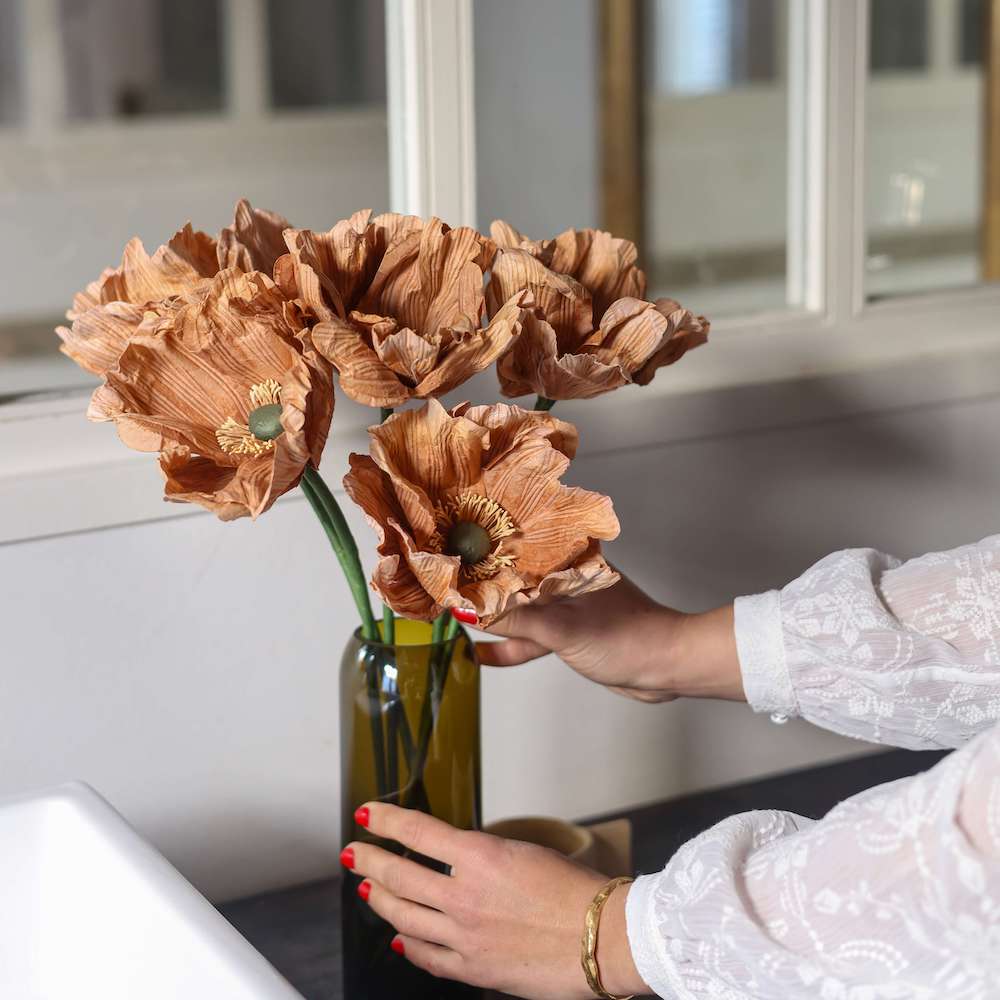 Flowrette Fleurs en papier Grand pavot fleur beige x1