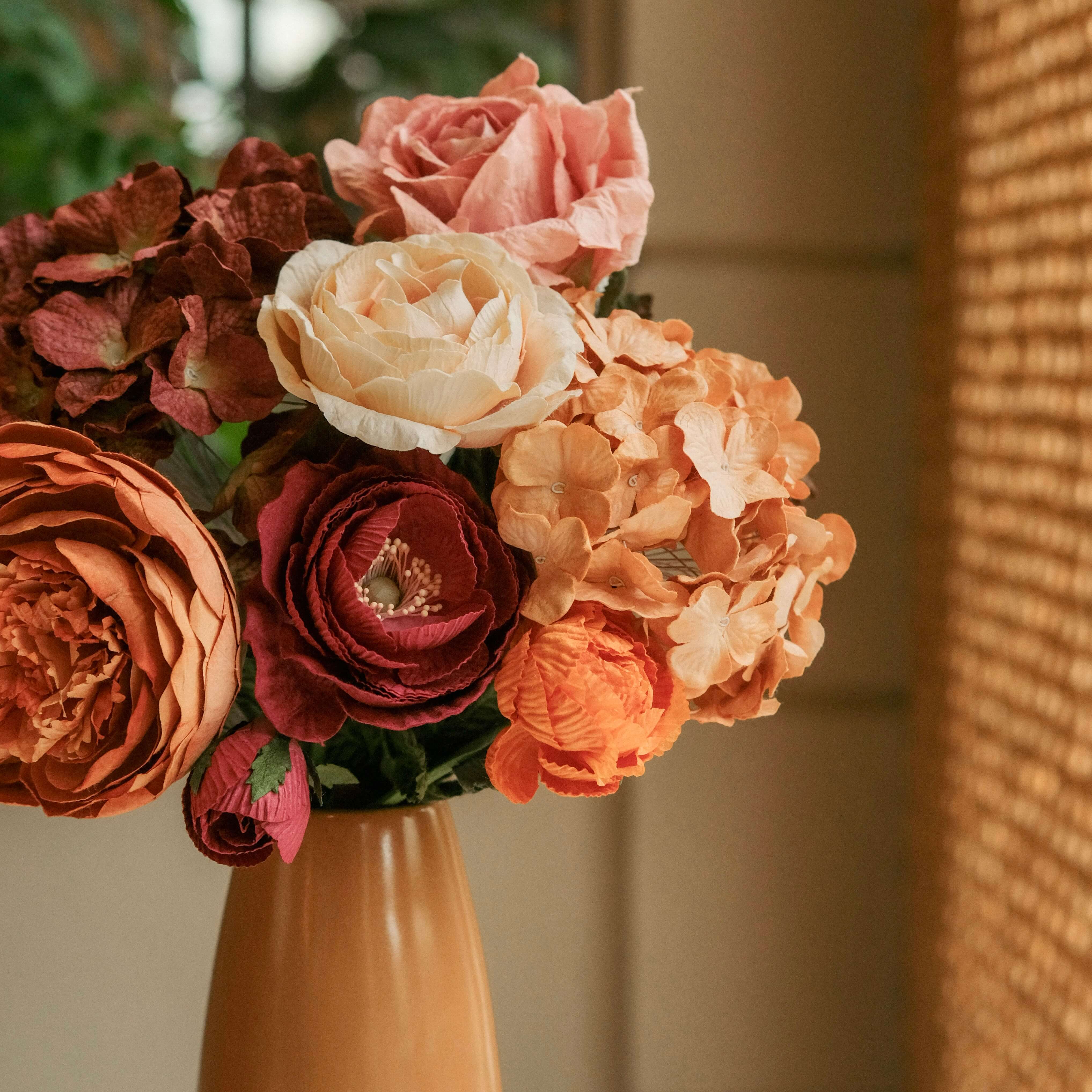 Flowrette Mucha bouquet fleurs papier terracotta bordeaux durable