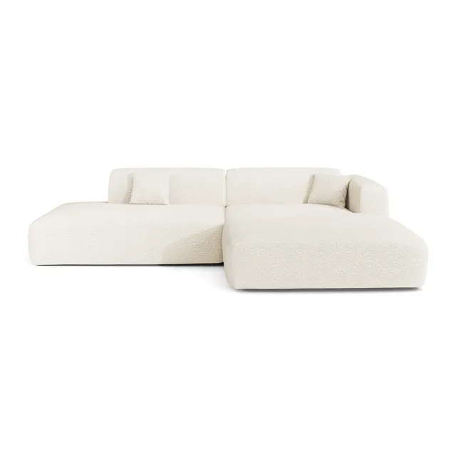 Sia MYRA canapé angle droit 5 places crème tissu