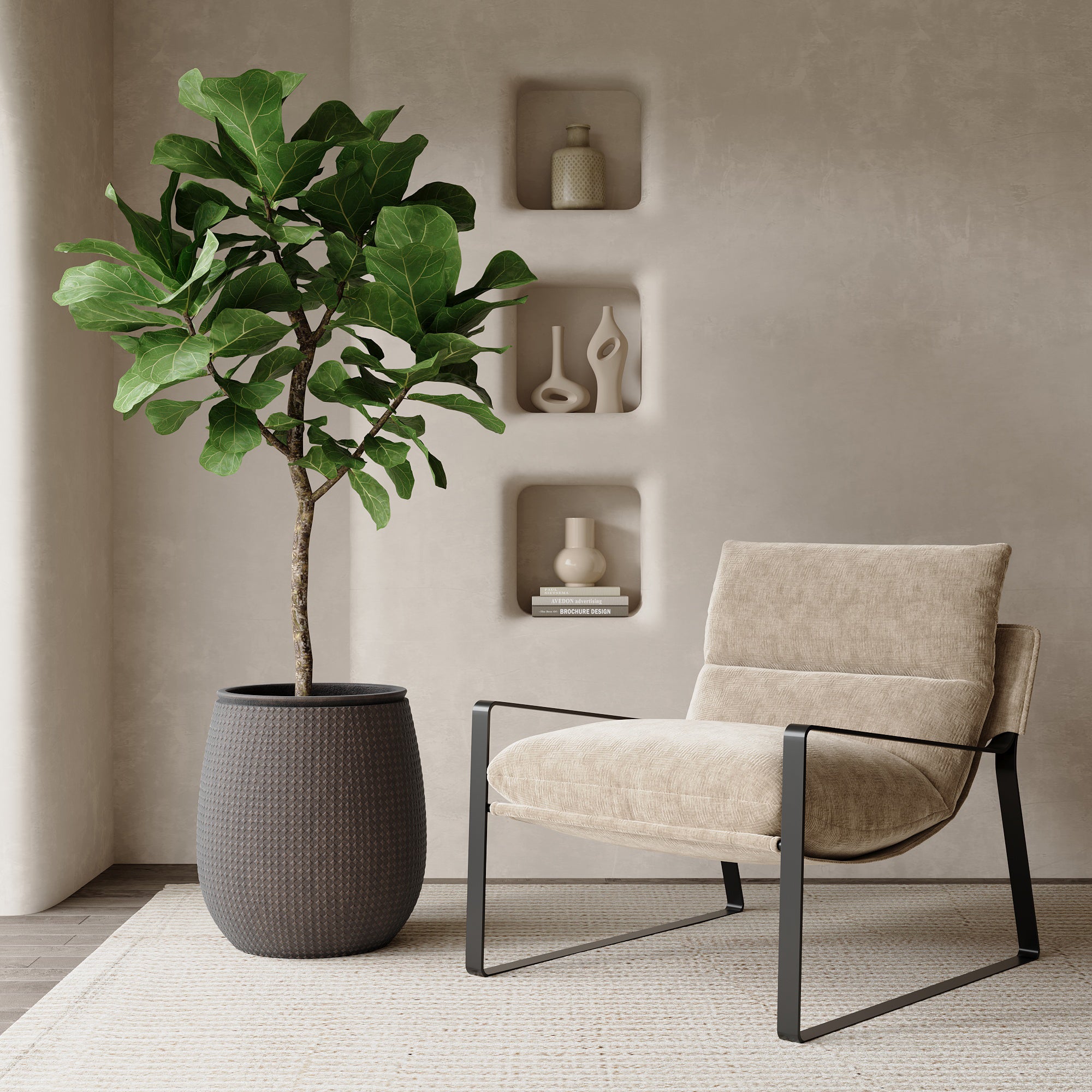 Sia Home Zen cache-pot losanges 50 cm rouge fibre ciment