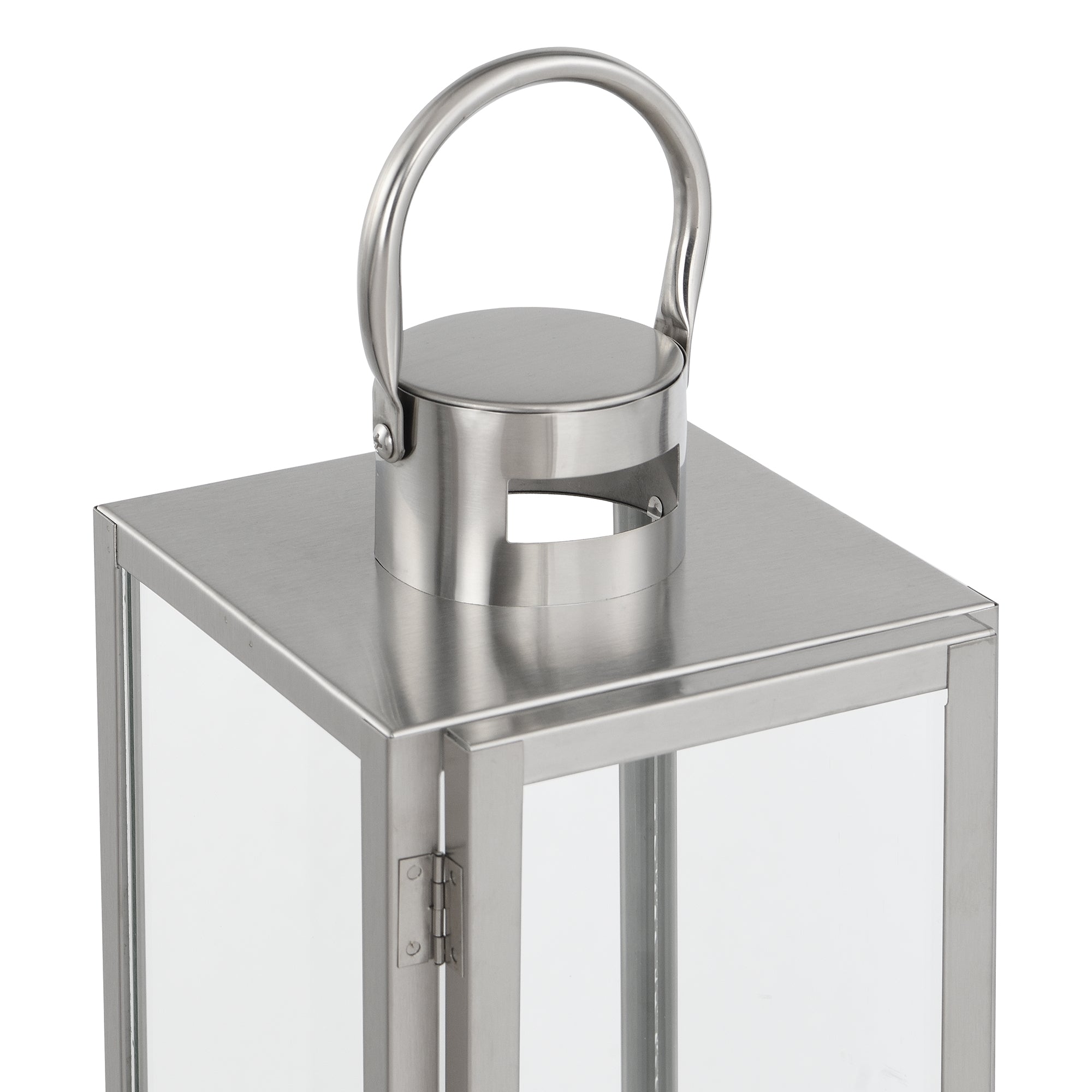 Sia Zaka lanterne acier argenté 39 cm verre