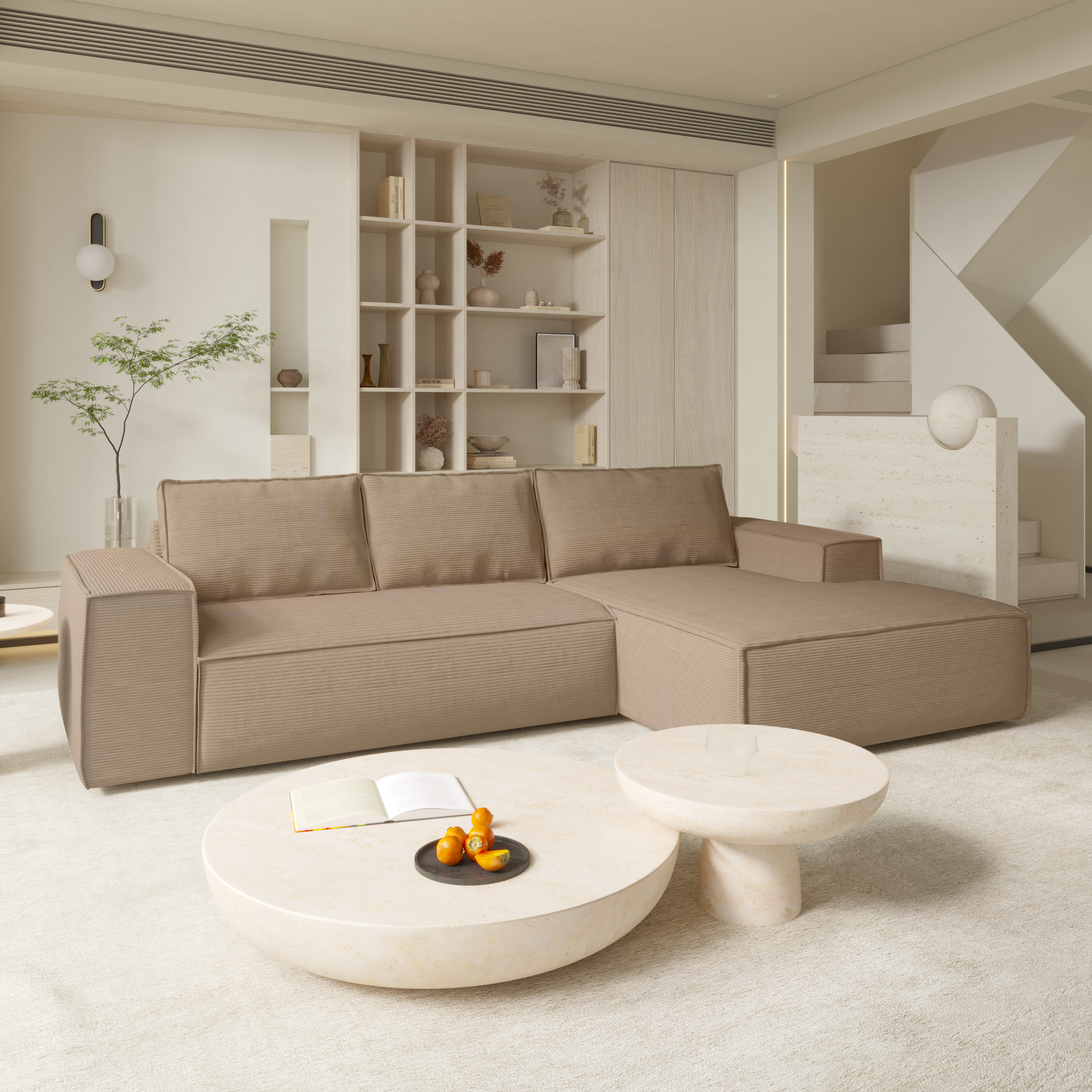 Sia Home Joan canapé convertible angle droit taupe