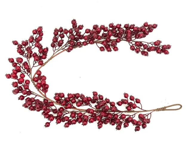 Feuillazur Rungis groseille guirlande artificielle rouge 150cm