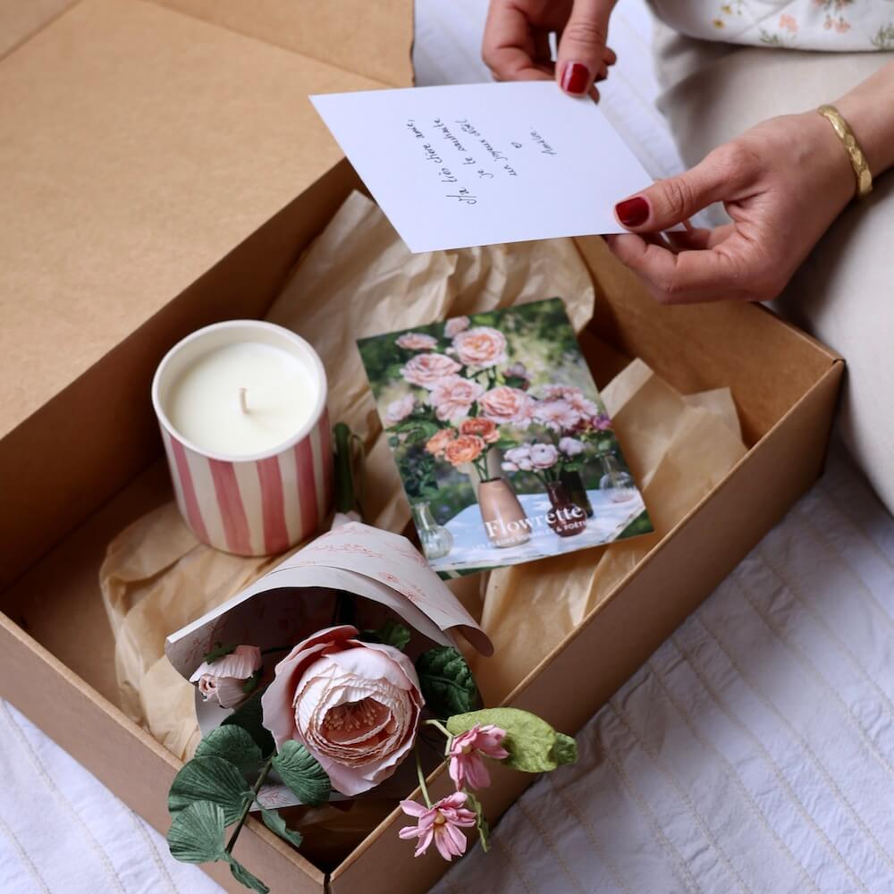 Flowrette Lueur Florale coffret rose bouquet papier bougie