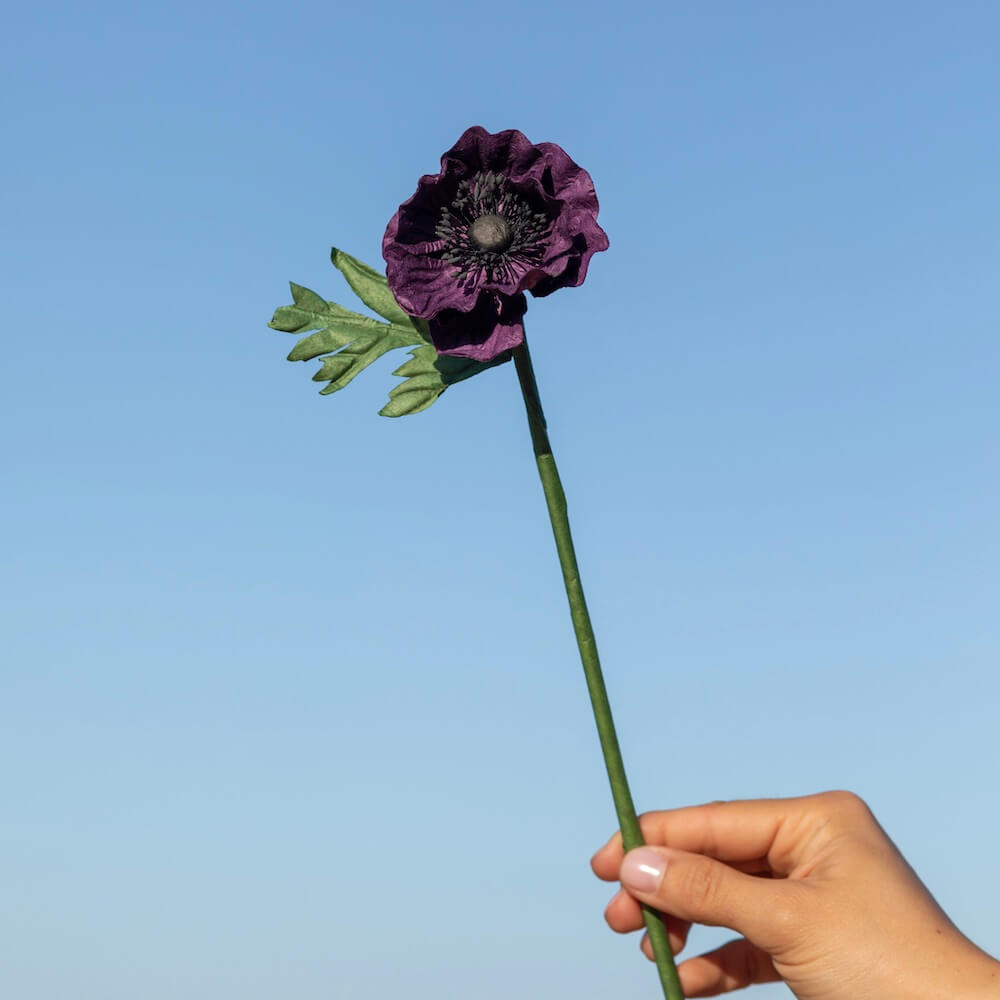 Flowrette Anémone fleur en papier violet x1 durable salon