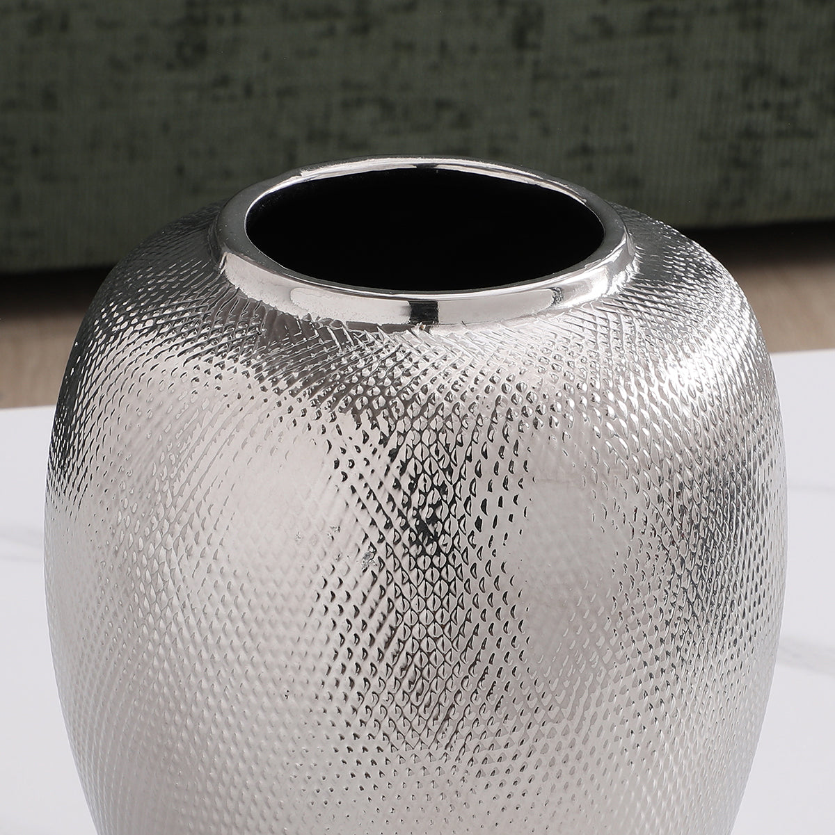 Sia Home Silver vase céramique argenté 22 cm