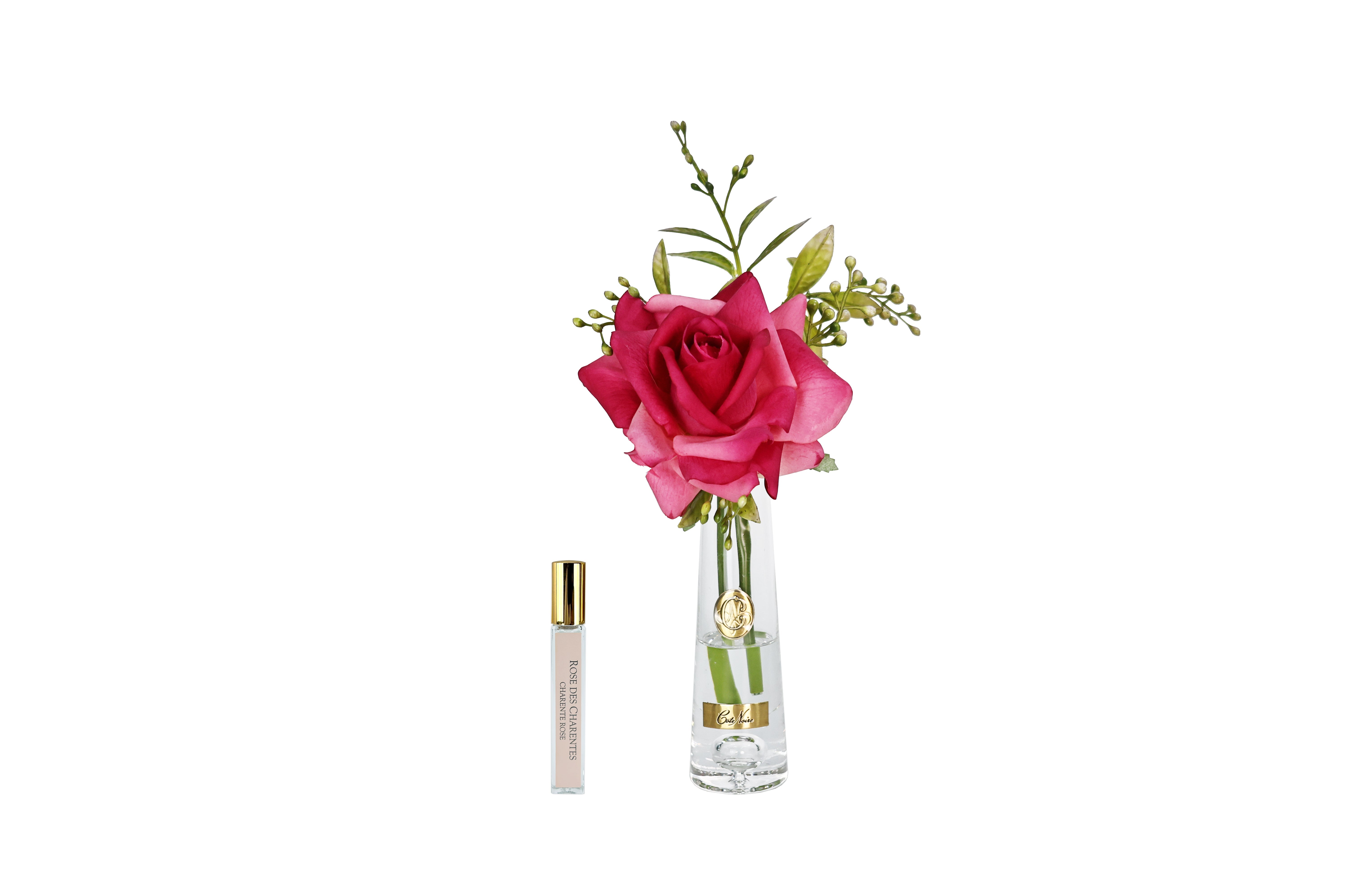 Côte Noire Summer Roses SRG07 composition roses magenta vase