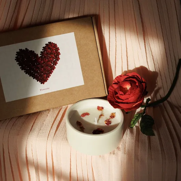 Flowrette L'Étincelle coffret bougie rose papier rouge