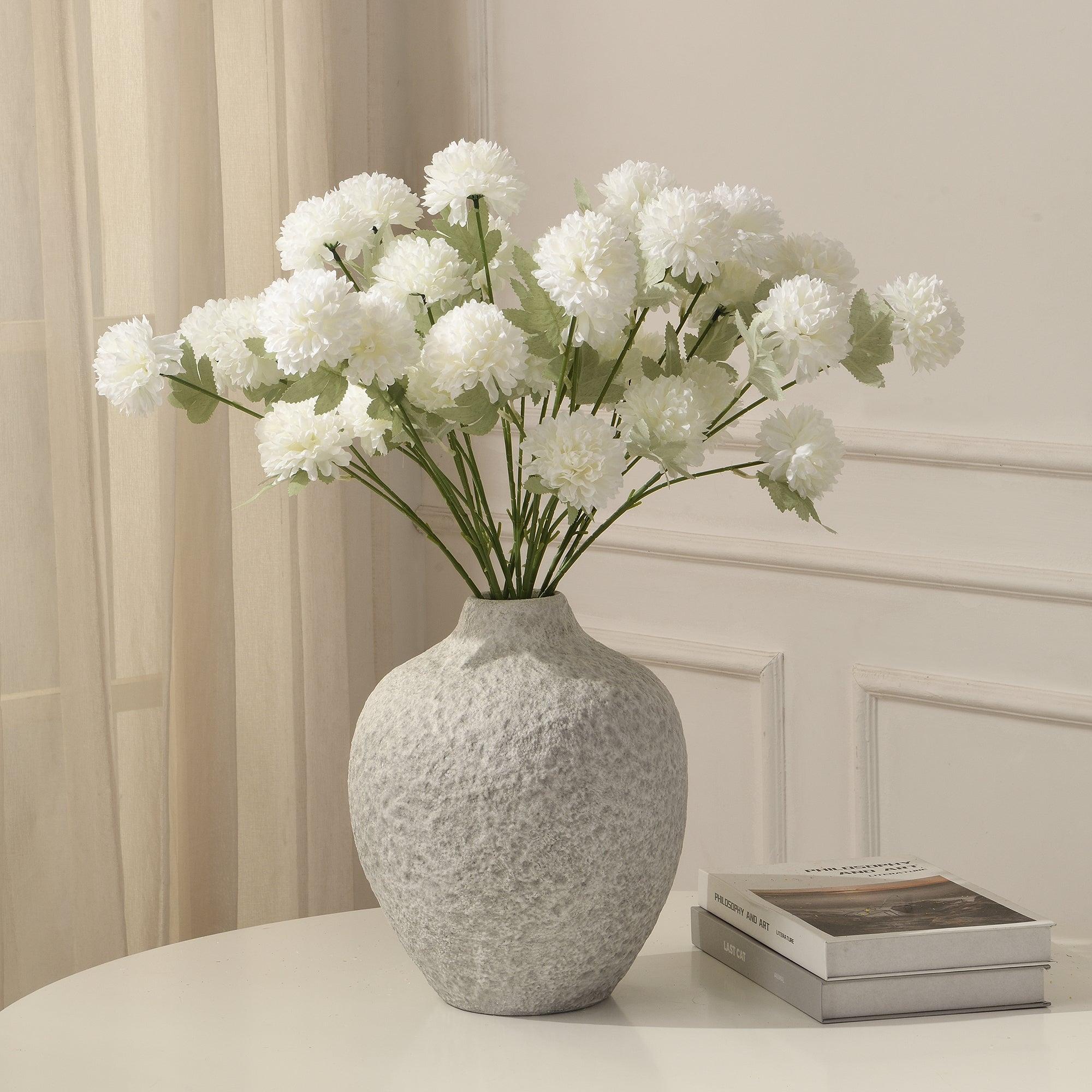 Sia Home Tiges chrysanthème artificiel blanc 63 cm