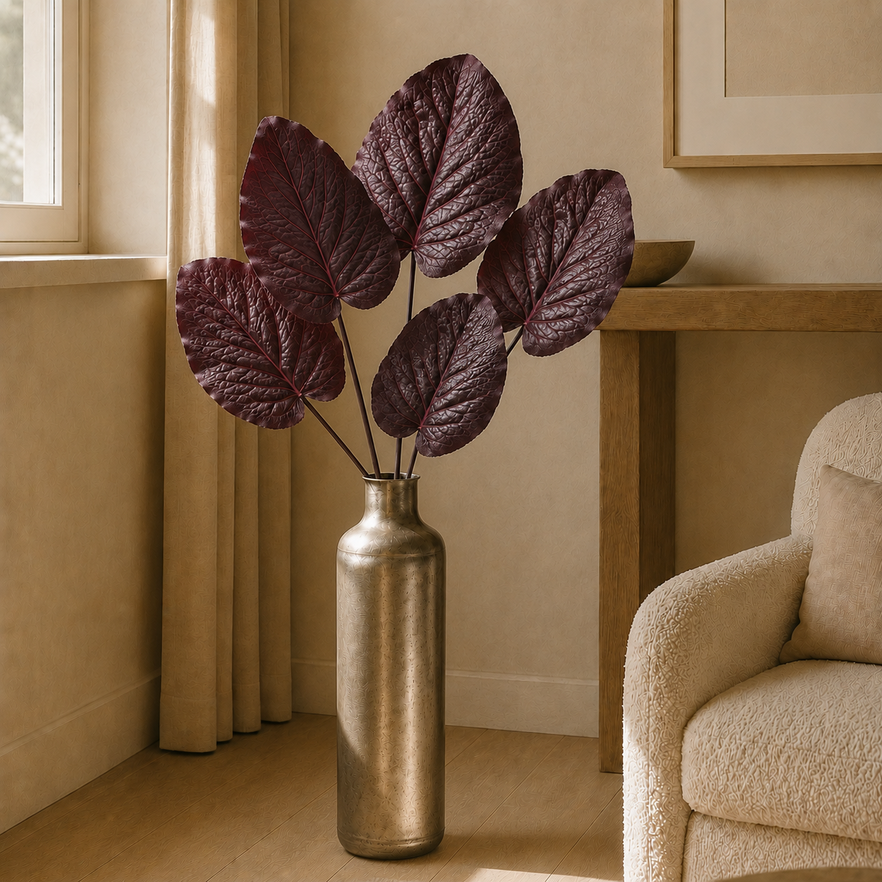 Sia Home Galax feuille artificielle bordeaux 85 cm