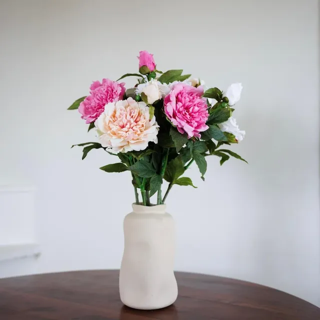 Flowrette Pivoines bouquet fleurs artificielles rose blanc