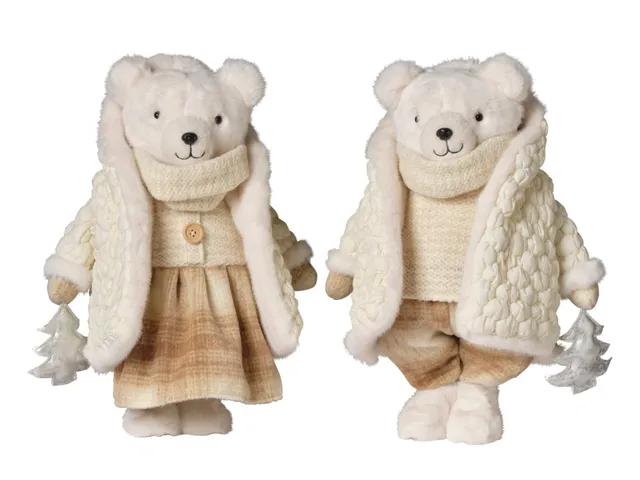 Feuillazur Rungis Contenants & Décoration ours peluche blanc habillé 44cm
