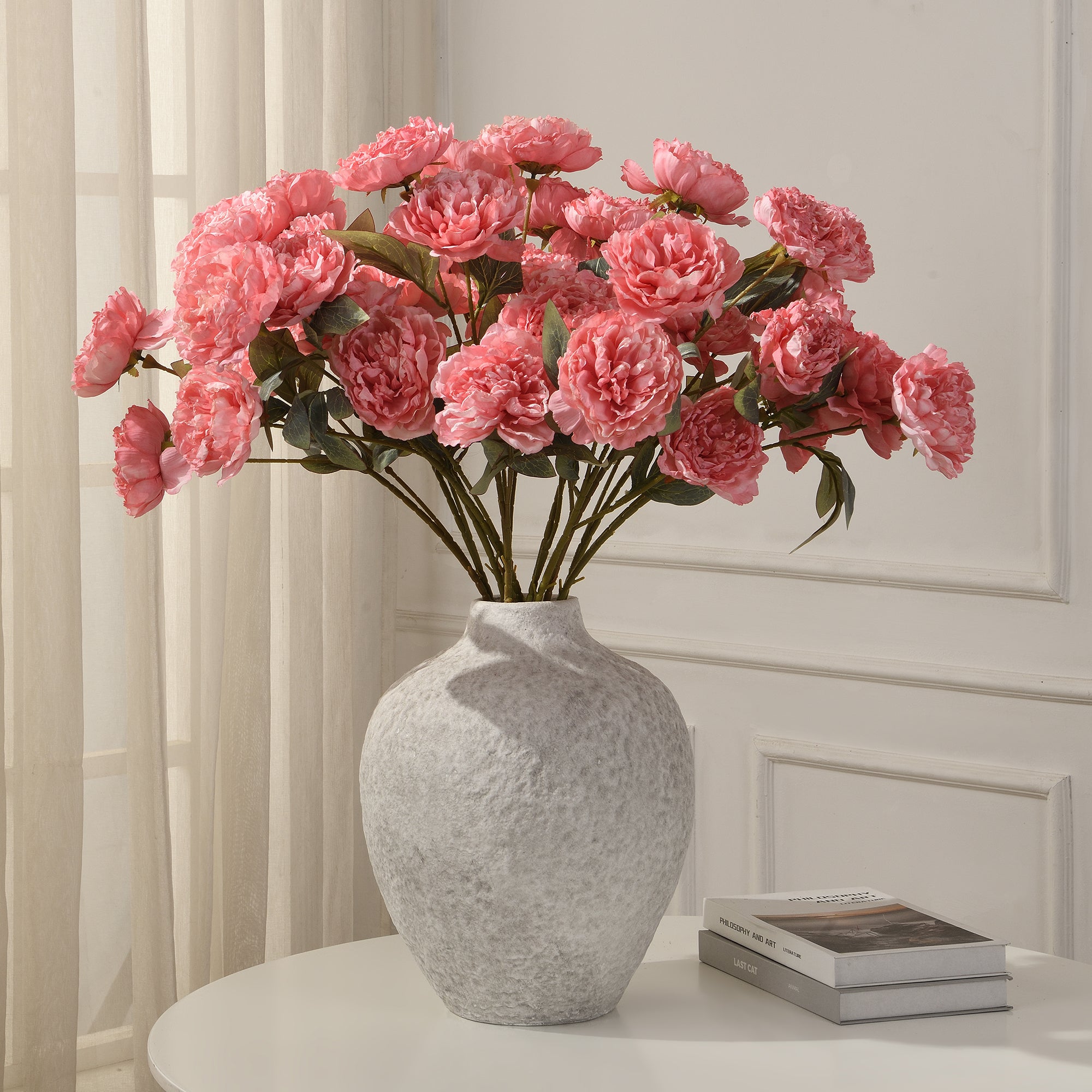 Sia Home Pivoine tige fleur artificielle blanche 85 cm