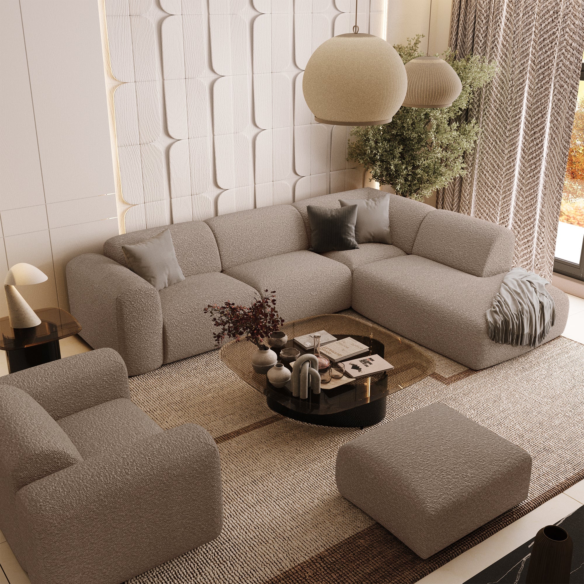 Sia Home Myra canapé angle droit méridienne crème