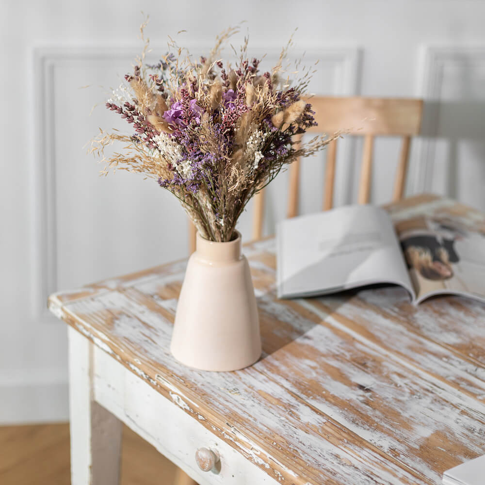 Flowrette Valentin bouquet fleurs séchées rose taille S