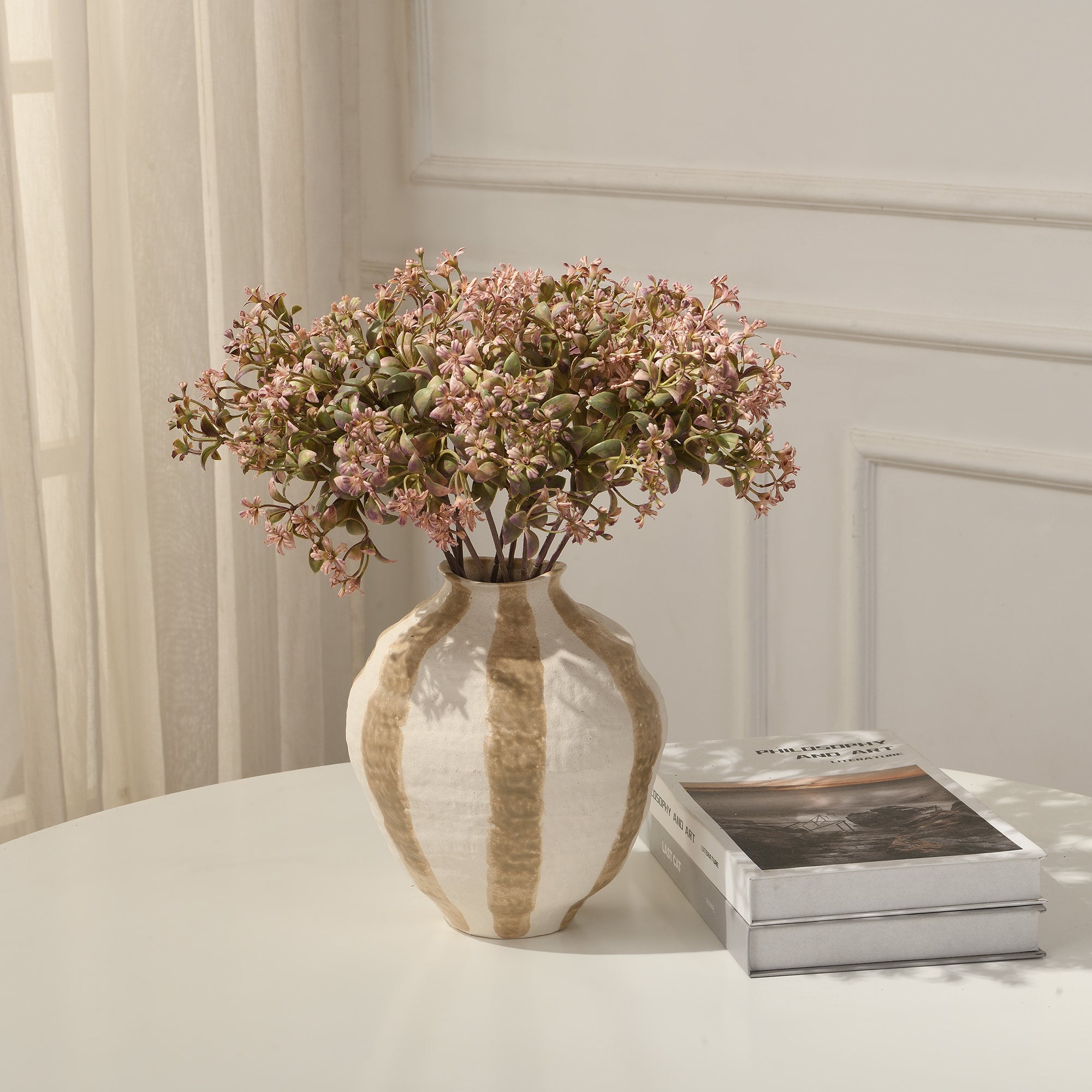 Sia bouquet artificiel 35 cm rose pâle 12 tiges sans entretien