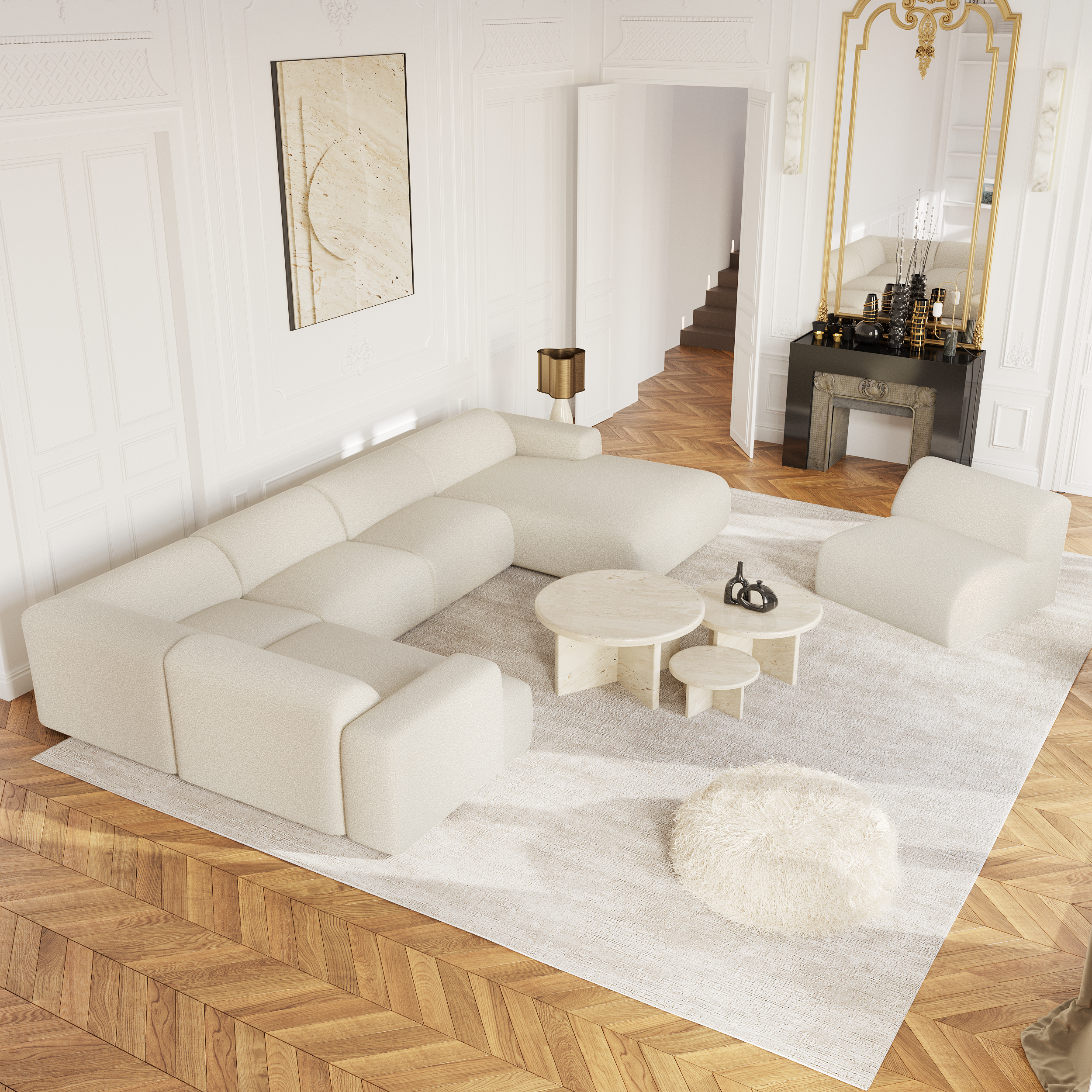 Sia Home Myra canapé panoramique droit crème 5 places