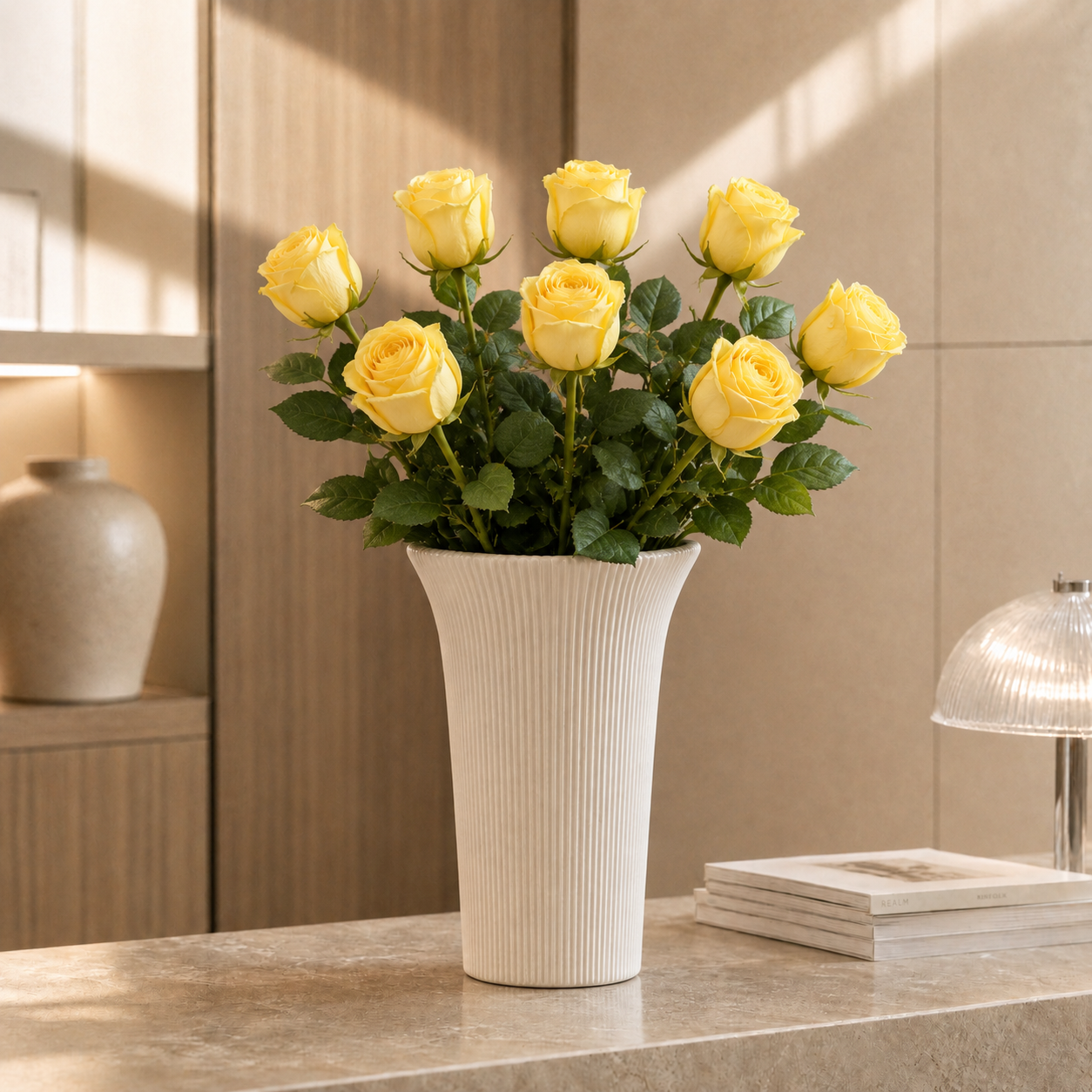 Sia Home Kate tige rose artificielle jaune 49 cm