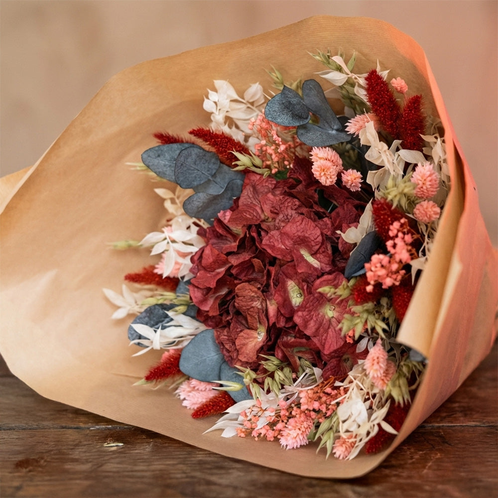 Flowrette Baudelaire bouquet mixte fleurs séchées M-L prune