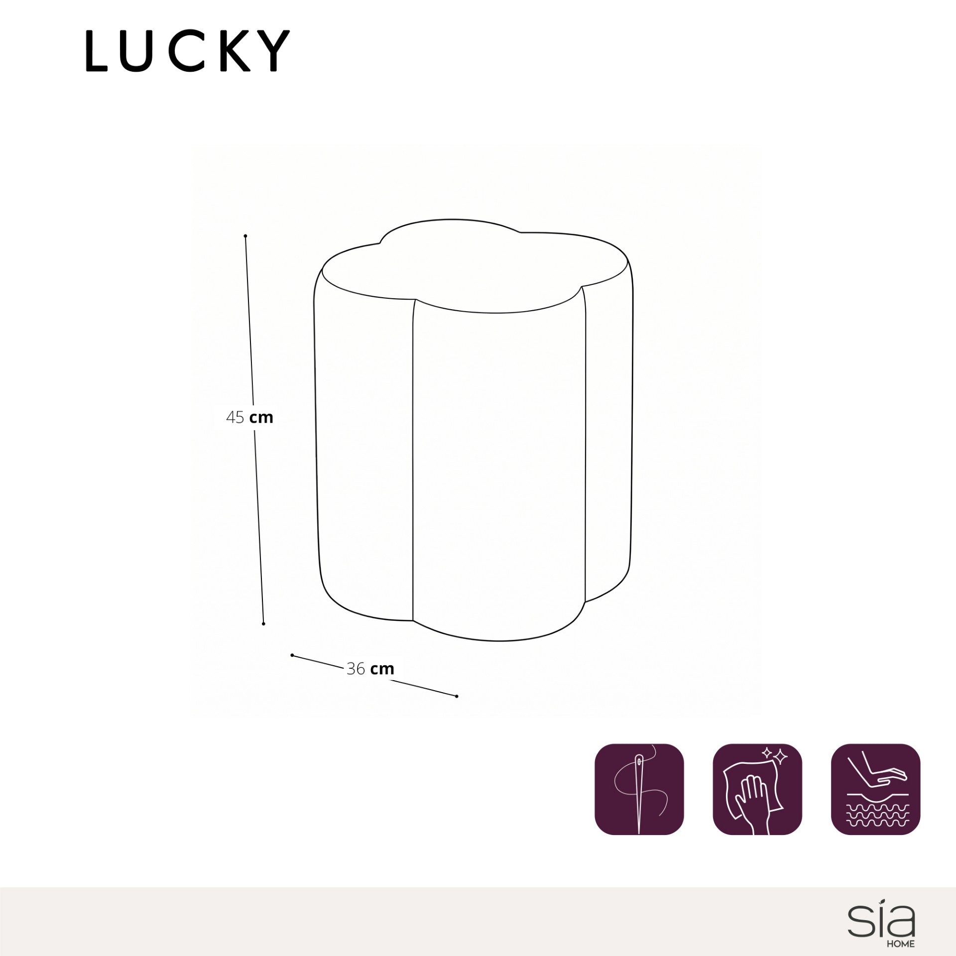 Sia Home Lucky pouf beige à motifs