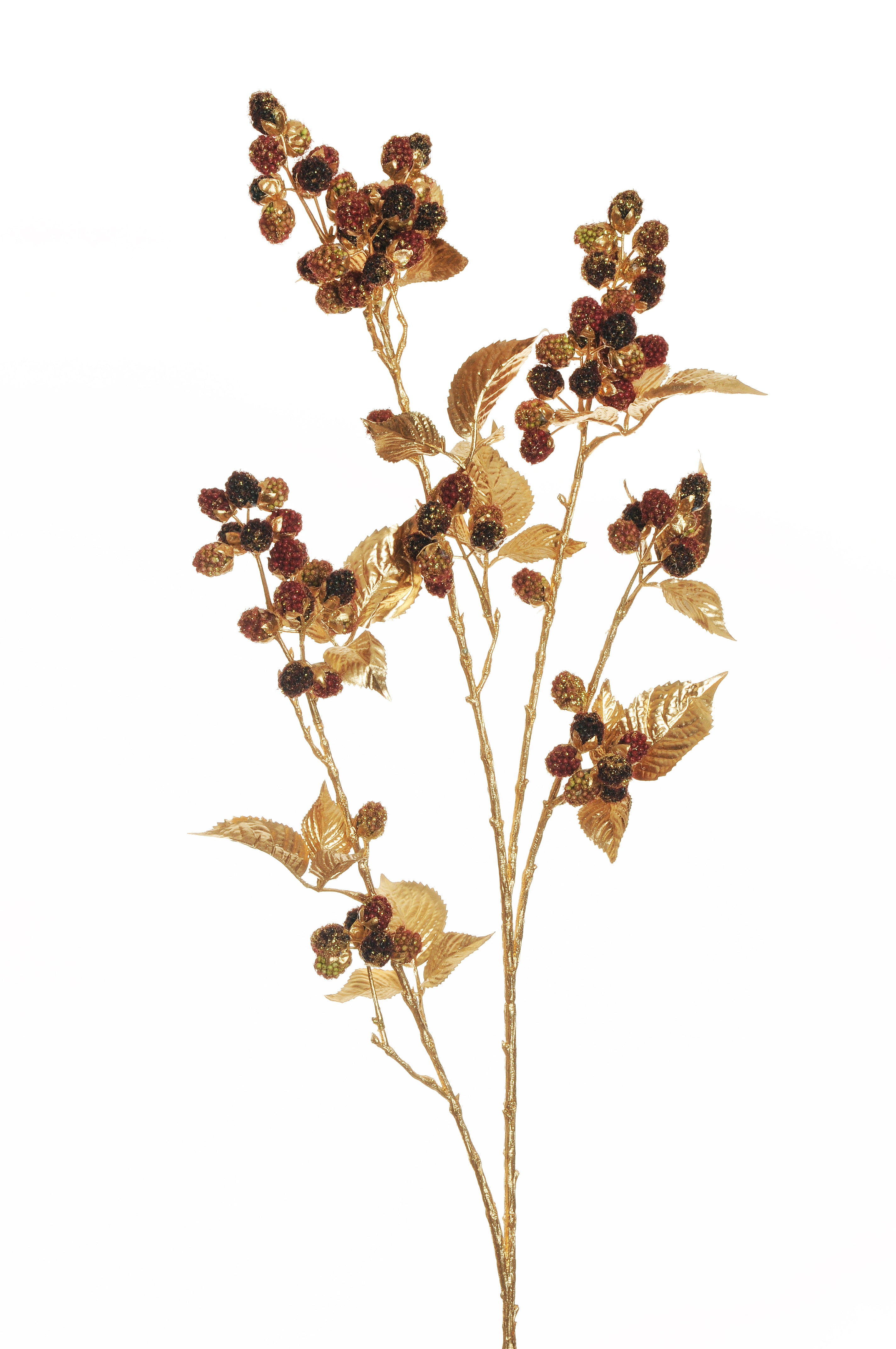 Feuillazur Rungis Branche murier fleur or métallisé 78cm