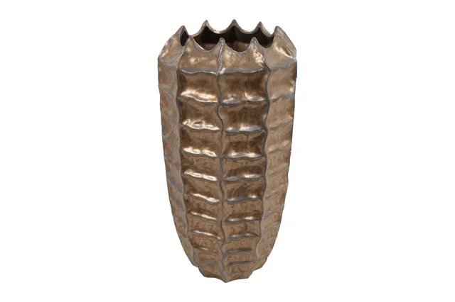 Feuillazur Rungis Bronze vase texturé verre 17x17x30cm