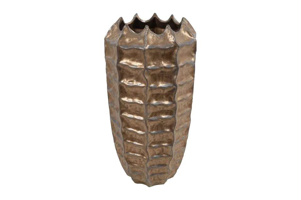 Feuillazur Rungis Bronze vase texturé verre 17x17x30cm