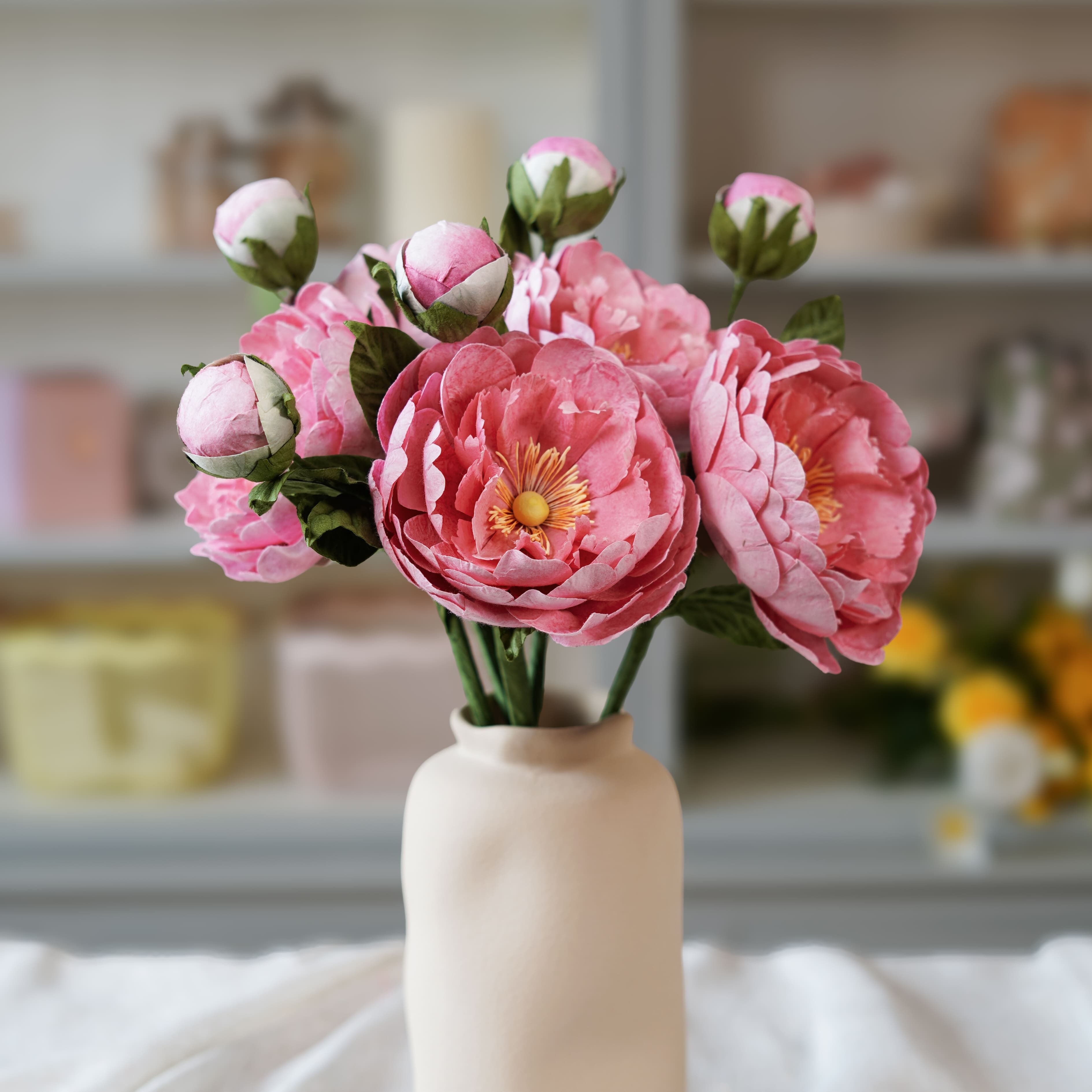 Flowrette Fleurs en papier grande pivoine rose foncé x1