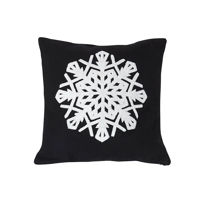 Sia Home Flocon housse de coussin Noël noir 40 cm laine