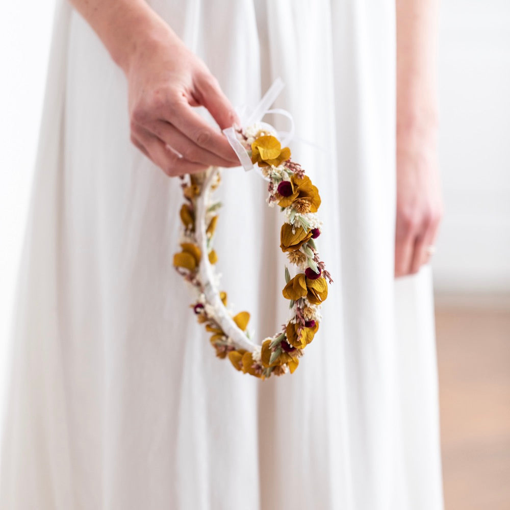 Flowrette Andrea Couronne fleurs séchées mariage automnale