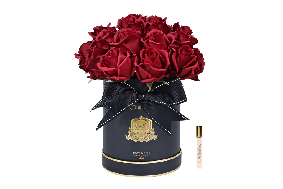 Côte Noire Perfumed Flowers bouquet parfumé rouge carmin boîte chapeau