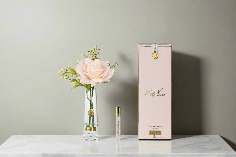 Côte Noire Summer Roses SRG18 rose Pink Champagne vase clair