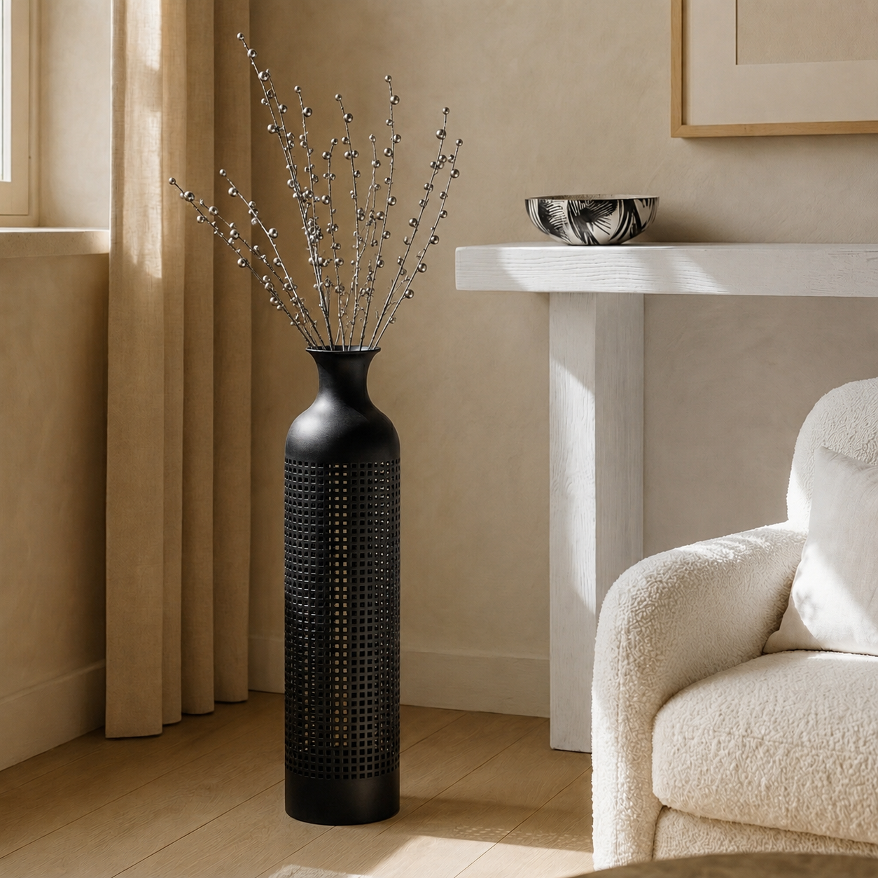 Sia Home Branche de Baies Effet Métallique 83 cm argenté