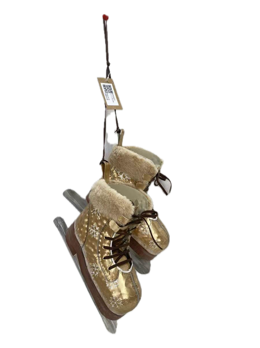 Feuillazur Rungis Patins à glace déco doré 25cm