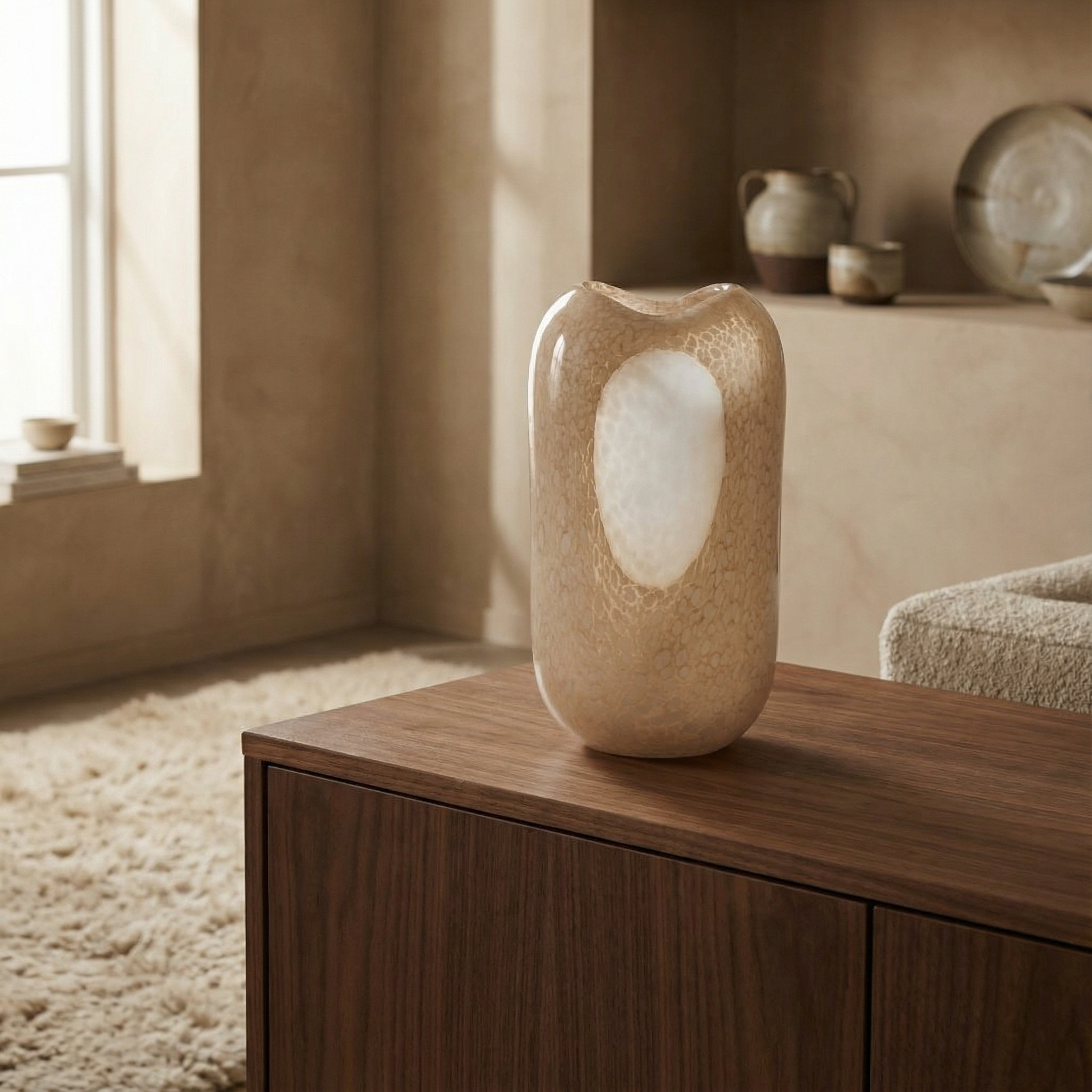 Sia Home Opale vase verre soufflé beige 37 cm