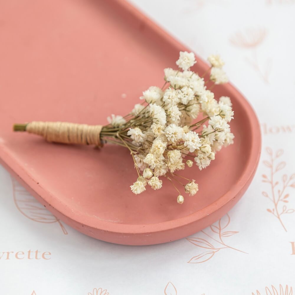 Flowrette Bijoux boutonnière gypsophile naturel mariage 11cm