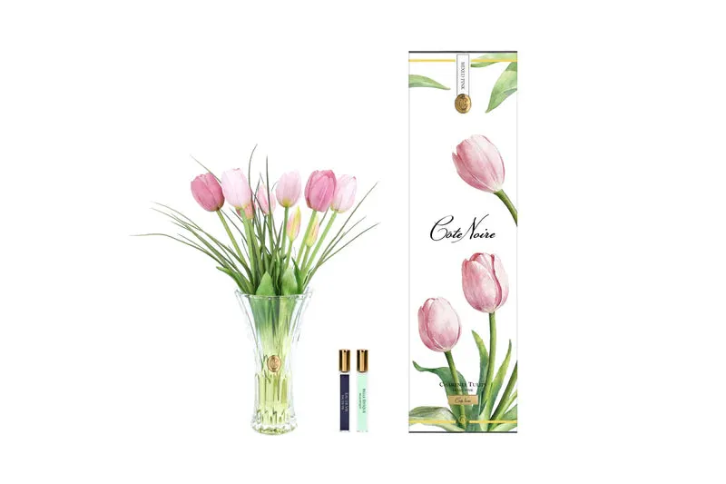 Côte Noire Charente tulipes roses vase cannelé CHT02
