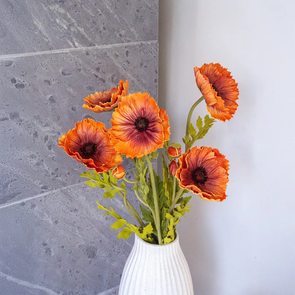 Flowrette Coquelicot artificiel orange tige x1 Real Touch