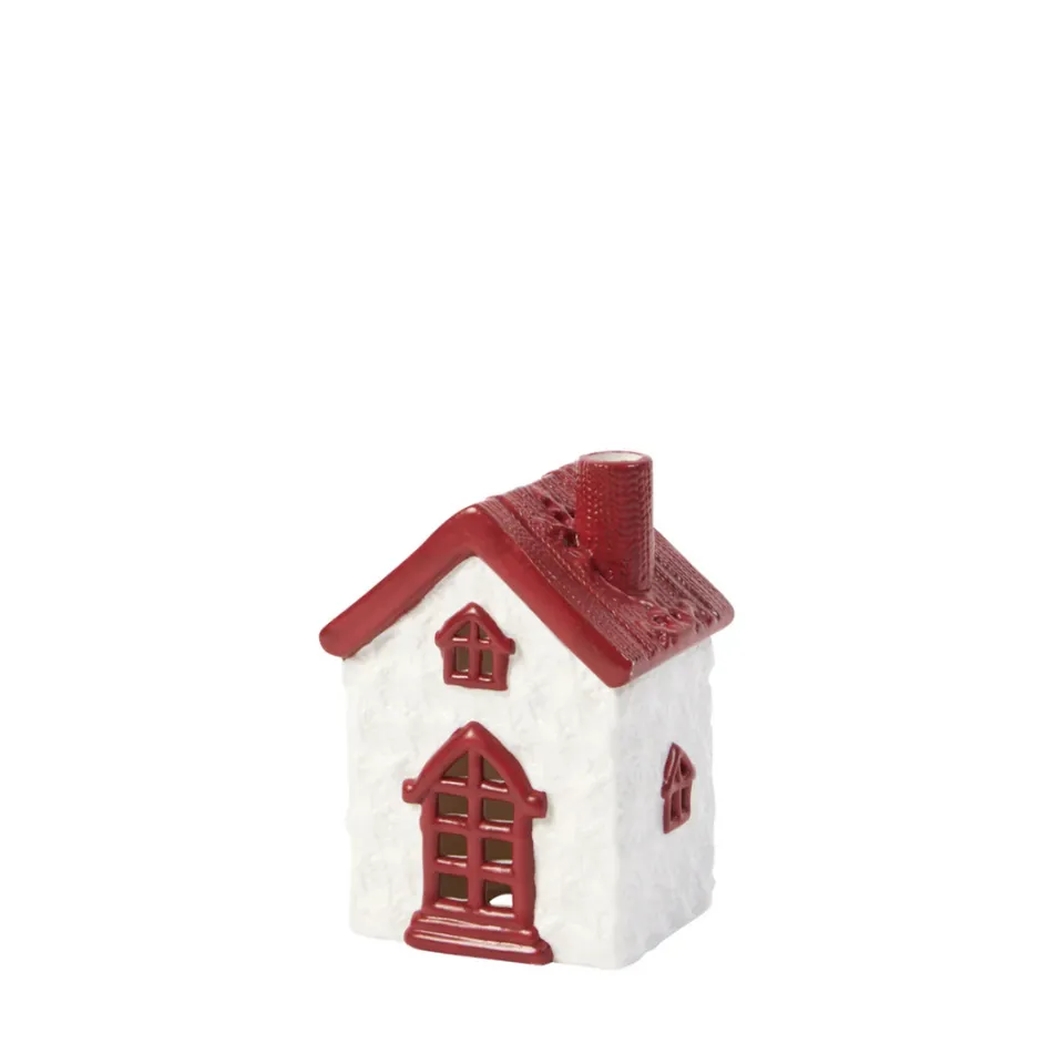 Sia Home chalet de Noël figurine grès rouge 12 cm