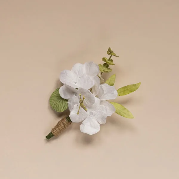 Flowrette Bijoux boutonnière fleurs papier blanche verte mariage