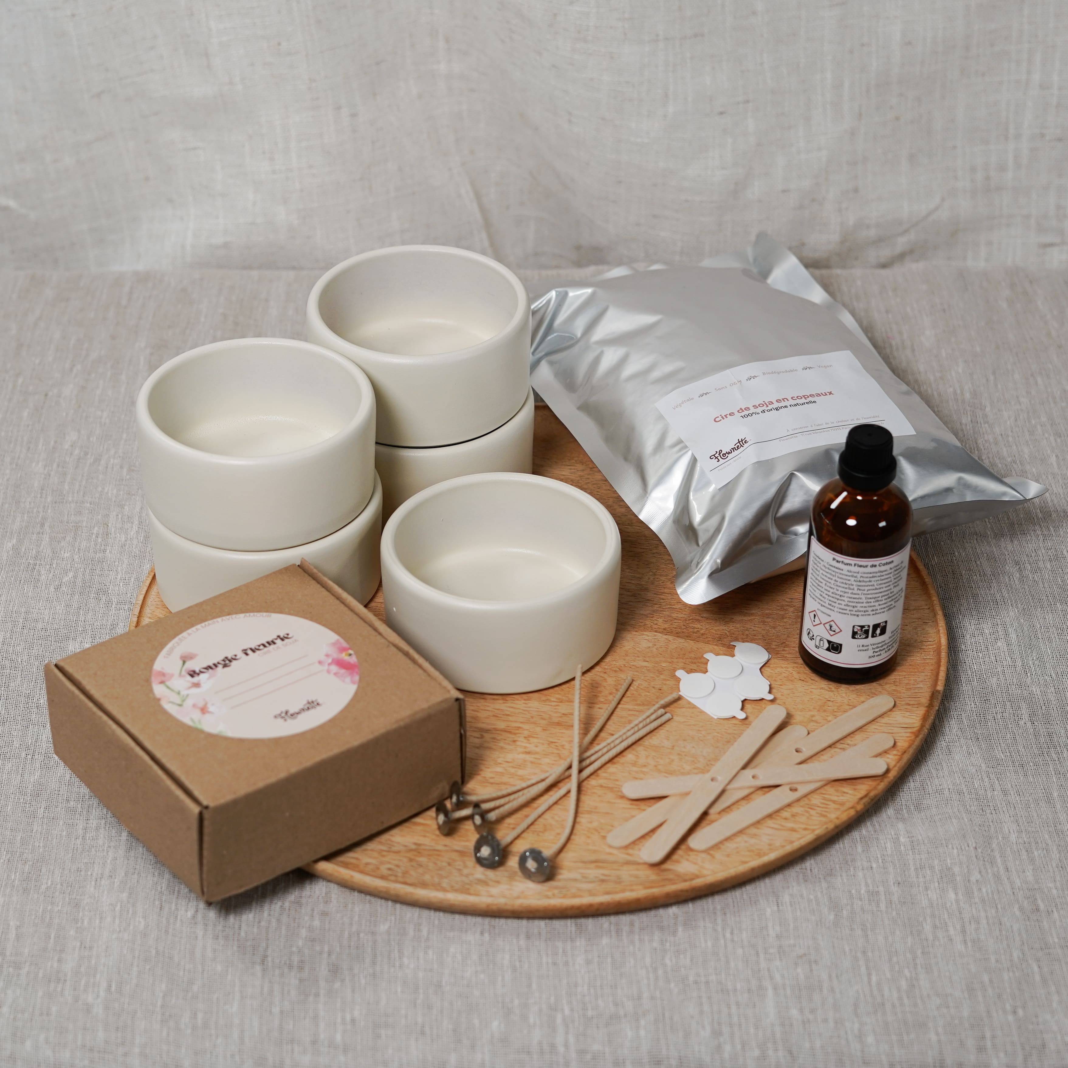 Flowrette Kit DIY bougie grand kit 5 bougies cire soja