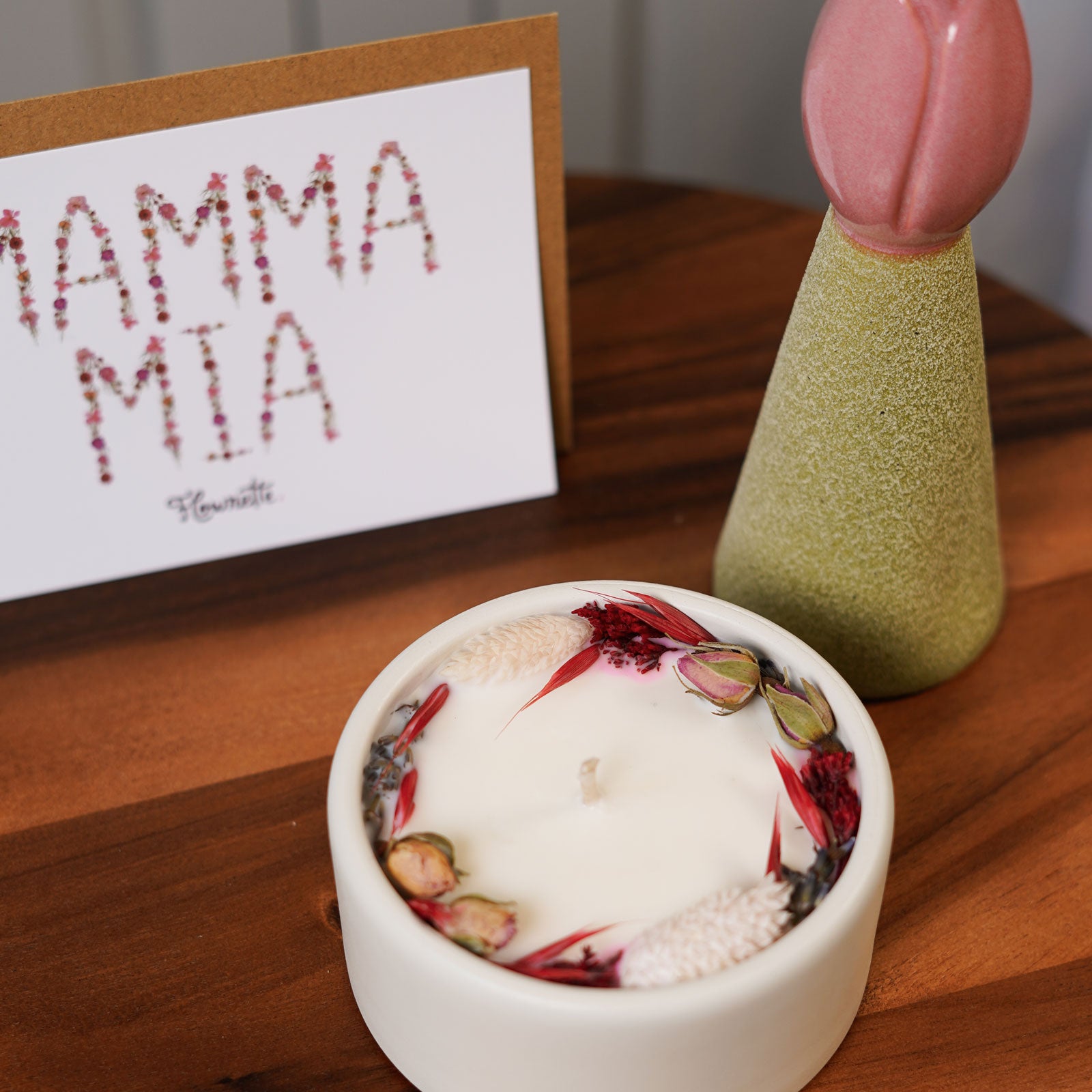 Flowrette Décoration coffret cadeau maman bougie soliflore