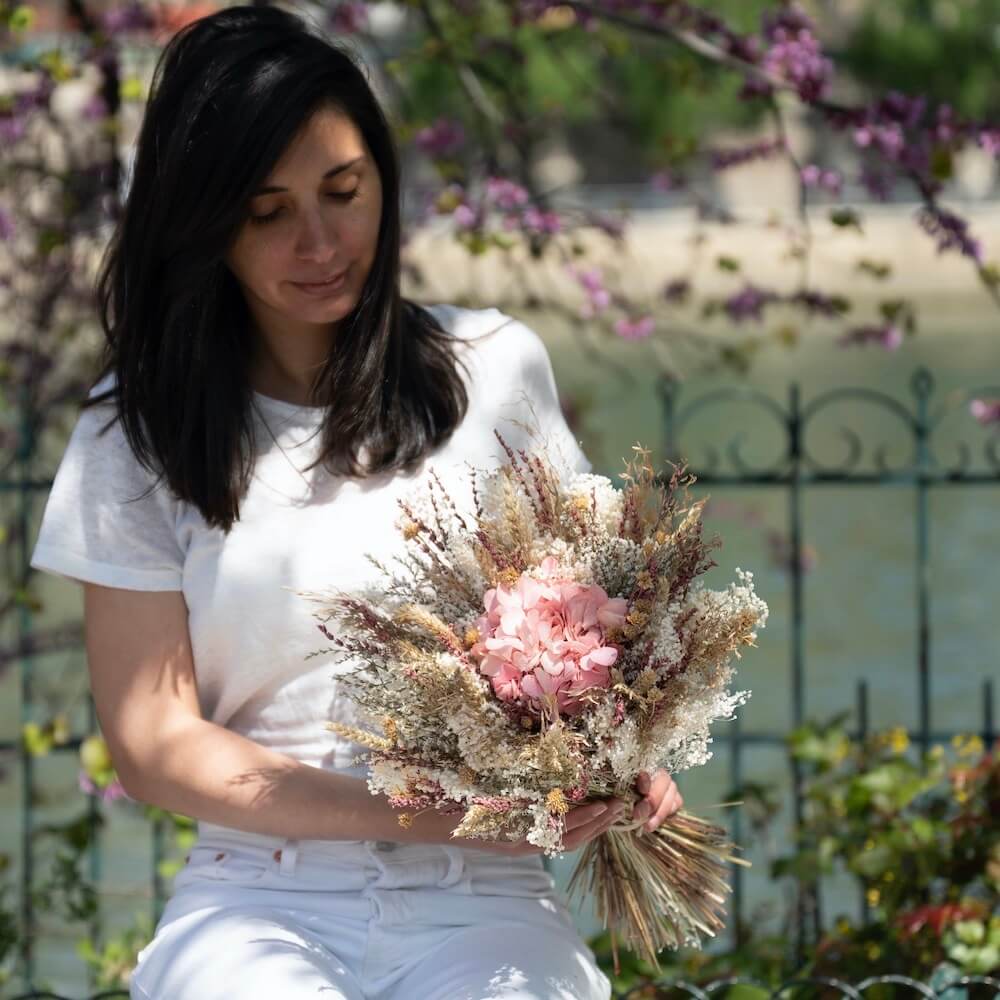 Flowrette Eloi bouquet fleurs séchées rose taille M