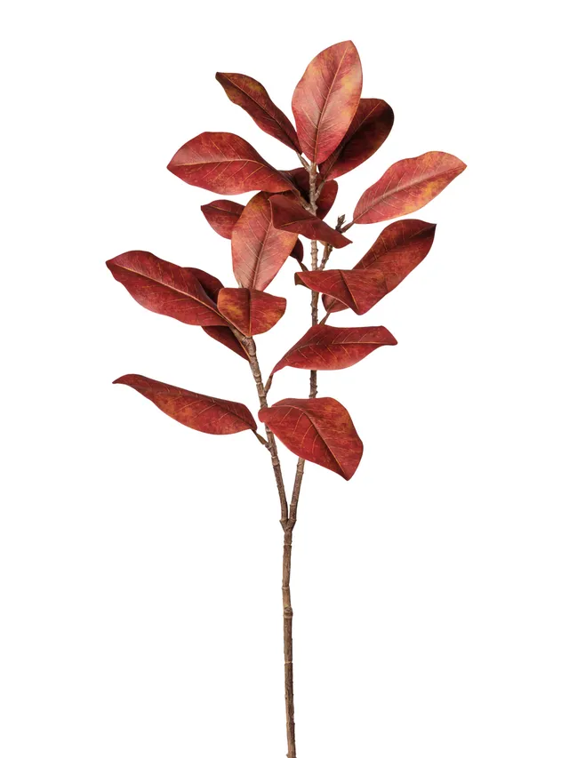 Feuillazur Rungis magnolia feuille artificielle rouge 110cm